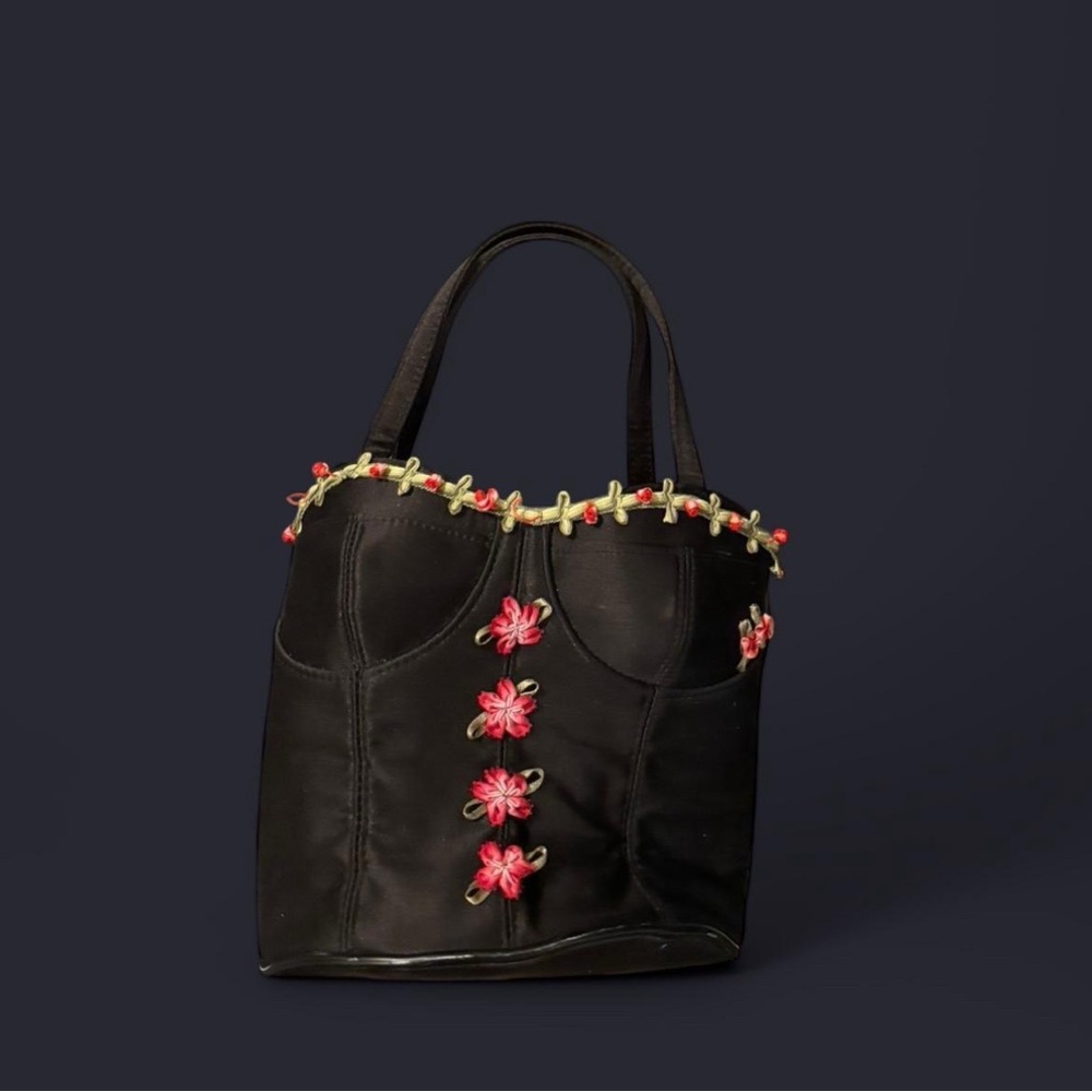 Corset purse Black and Red Tote Bag with Light Decoration